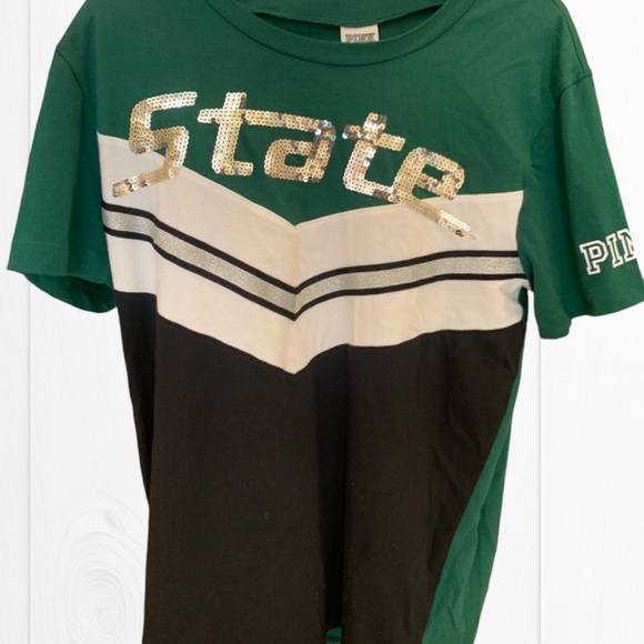 PINK Victoria Secret Michigan State University T-Shirt NWT XS - Picture 1 of 4